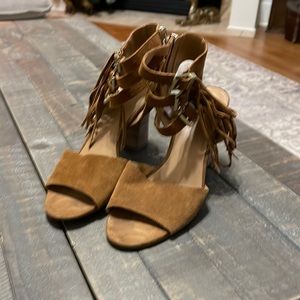 FRANCO SARTO chunky suede box heels with tassels